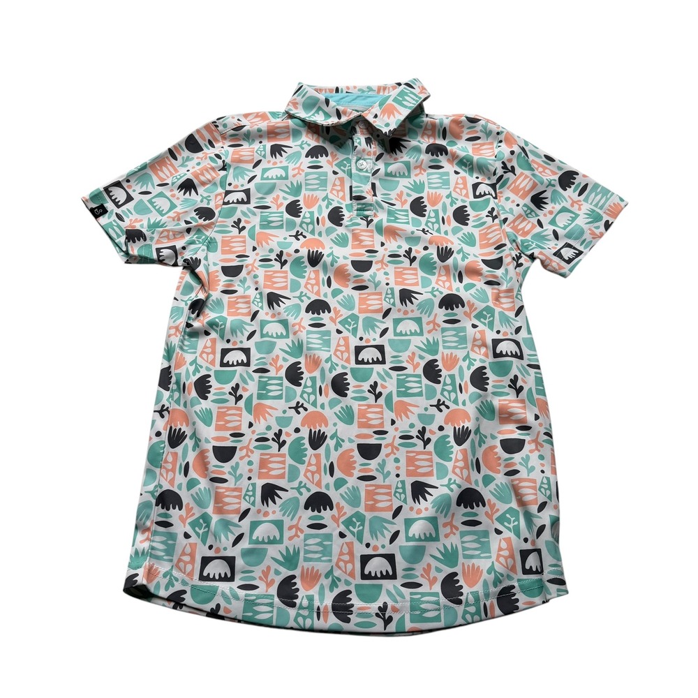 SWANNIES Golf Polo Shirt Multicolor Abstract Print Boy's Large (14/16) Preppy